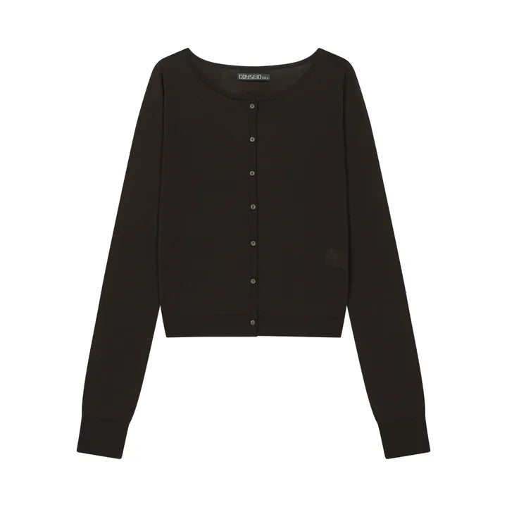 COYSEIO - Colored Button Cardigan - Brown
