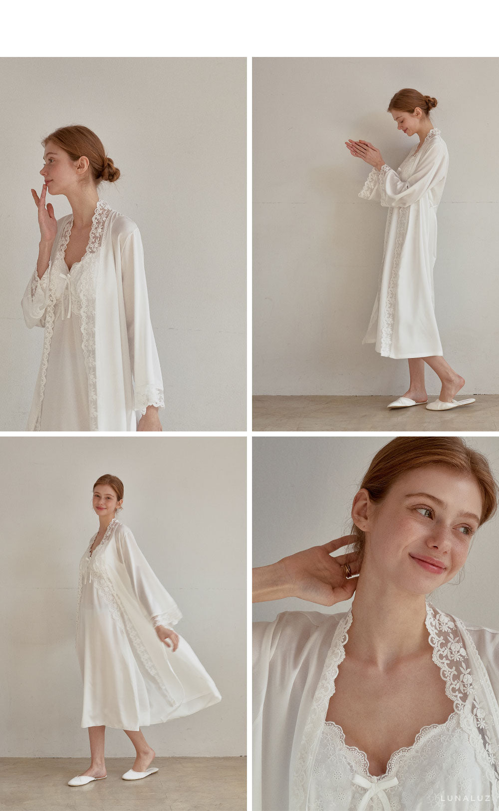 LUNALUZ WOMEN Audrey Slip Robe Set