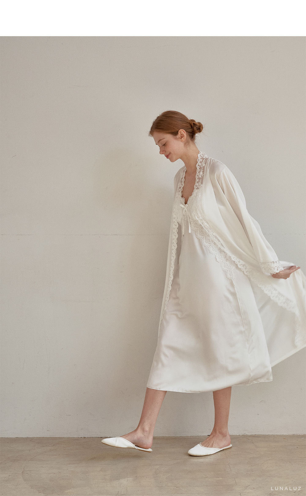 LUNALUZ WOMEN Audrey Slip Robe Set