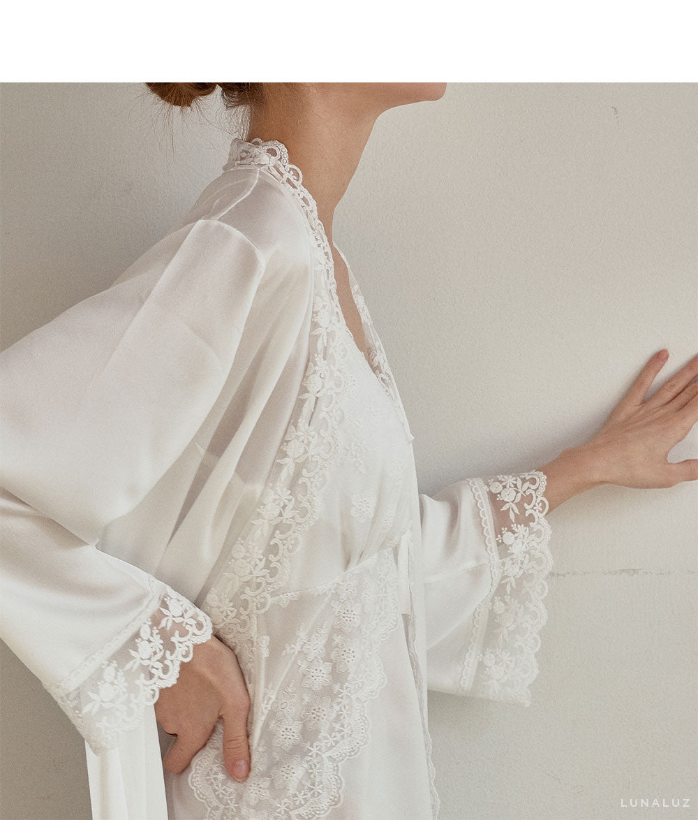 LUNALUZ WOMEN Audrey Slip Robe Set