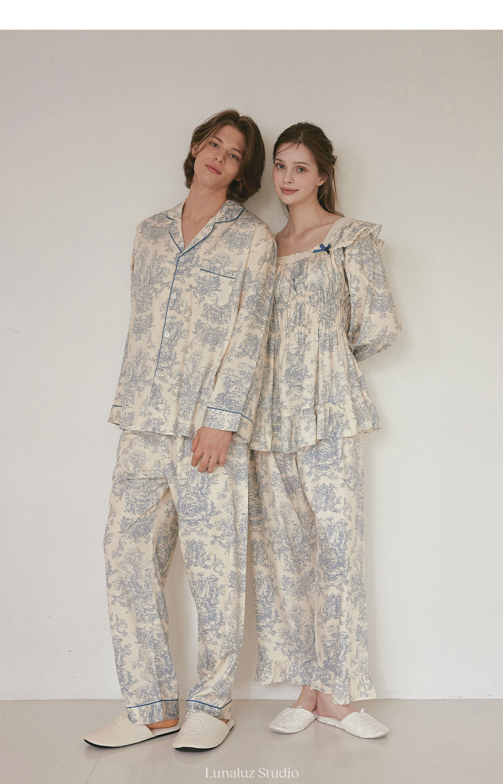 LUNALUZ WOMEN Versailles Square Neck Modal Cotton Pajama Set