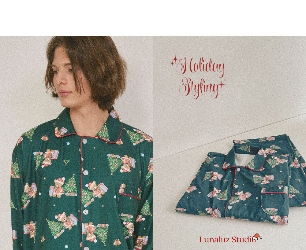 LUNALUZ MEN Christmas Bear Pajama