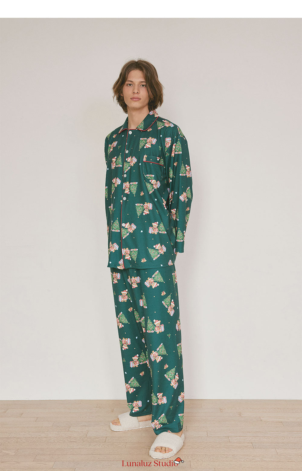 LUNALUZ MEN Christmas Bear Pajama