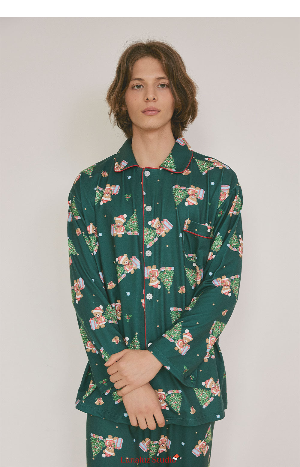 LUNALUZ MEN Christmas Bear Pajama