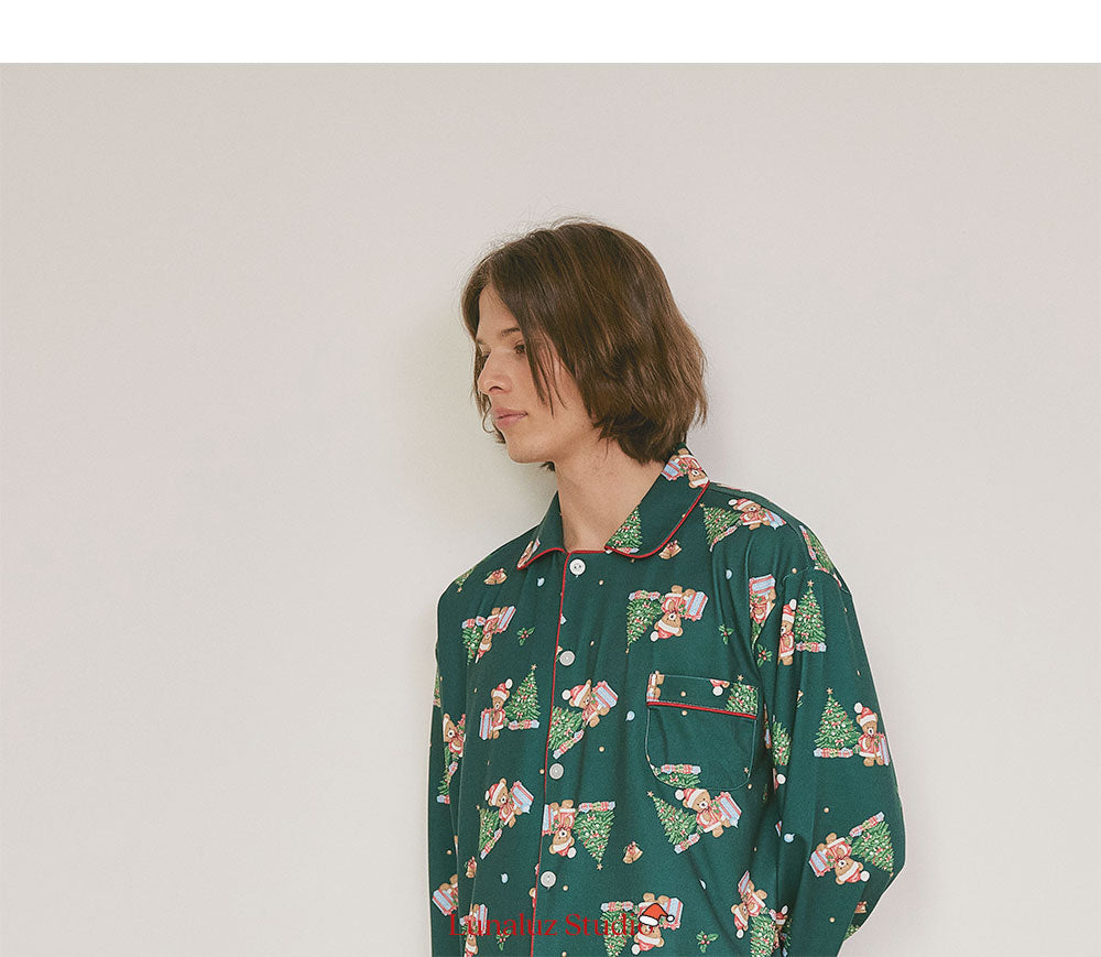 LUNALUZ MEN Christmas Bear Pajama