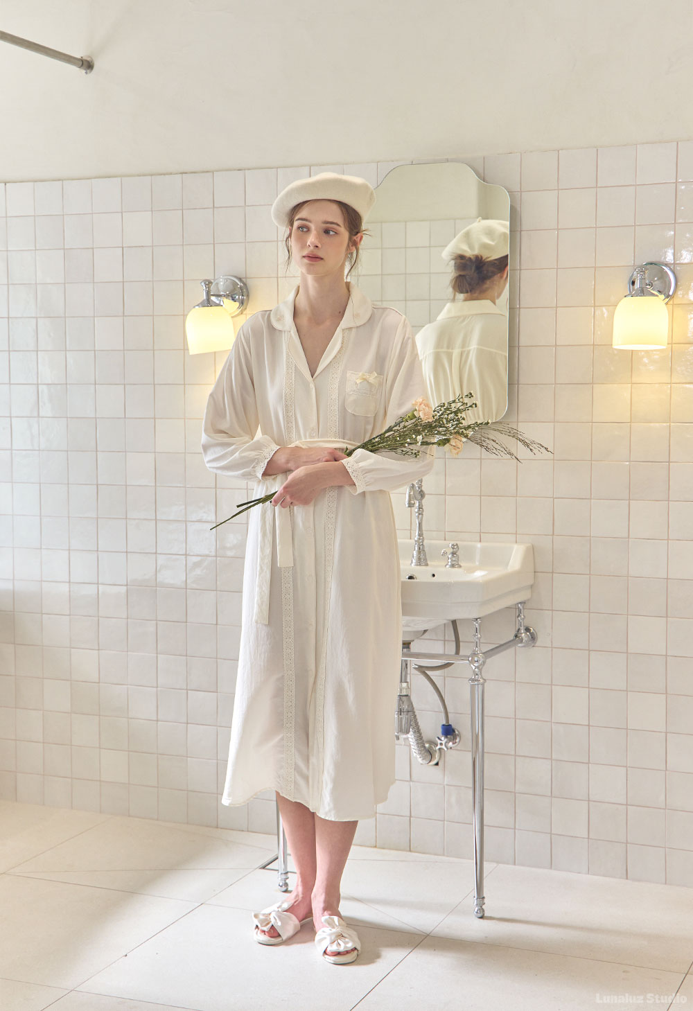 LUNALUZ WOMEN Teah Sandwashing Shirt Robe Dress