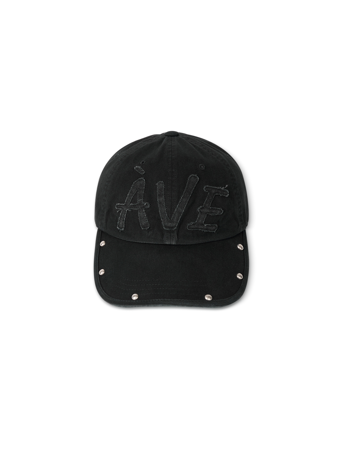 Avie muah - Applique Vintage Rivet Ballcap - Black