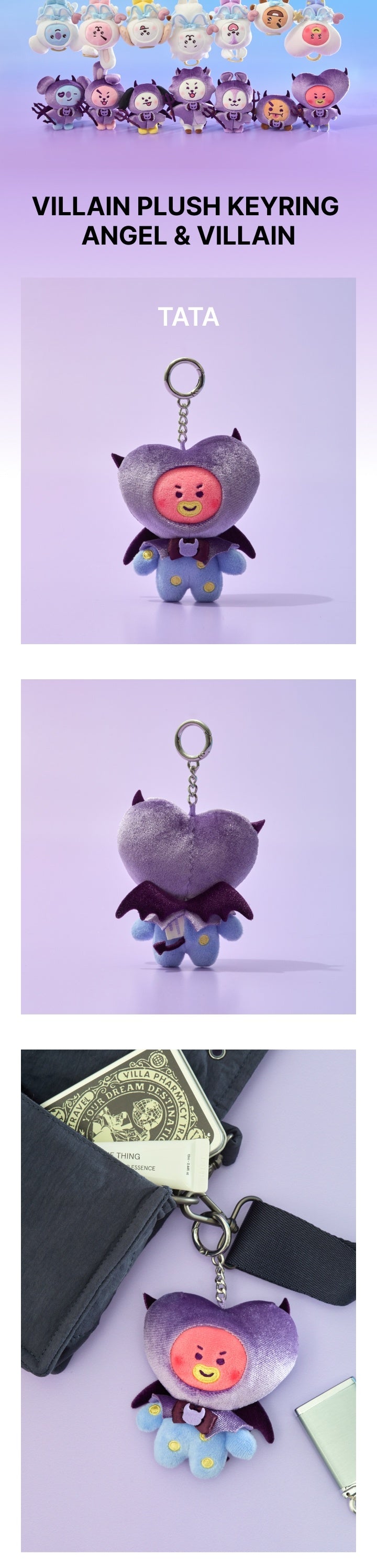 BT21 Angel & Villain Villain Plush Keyring