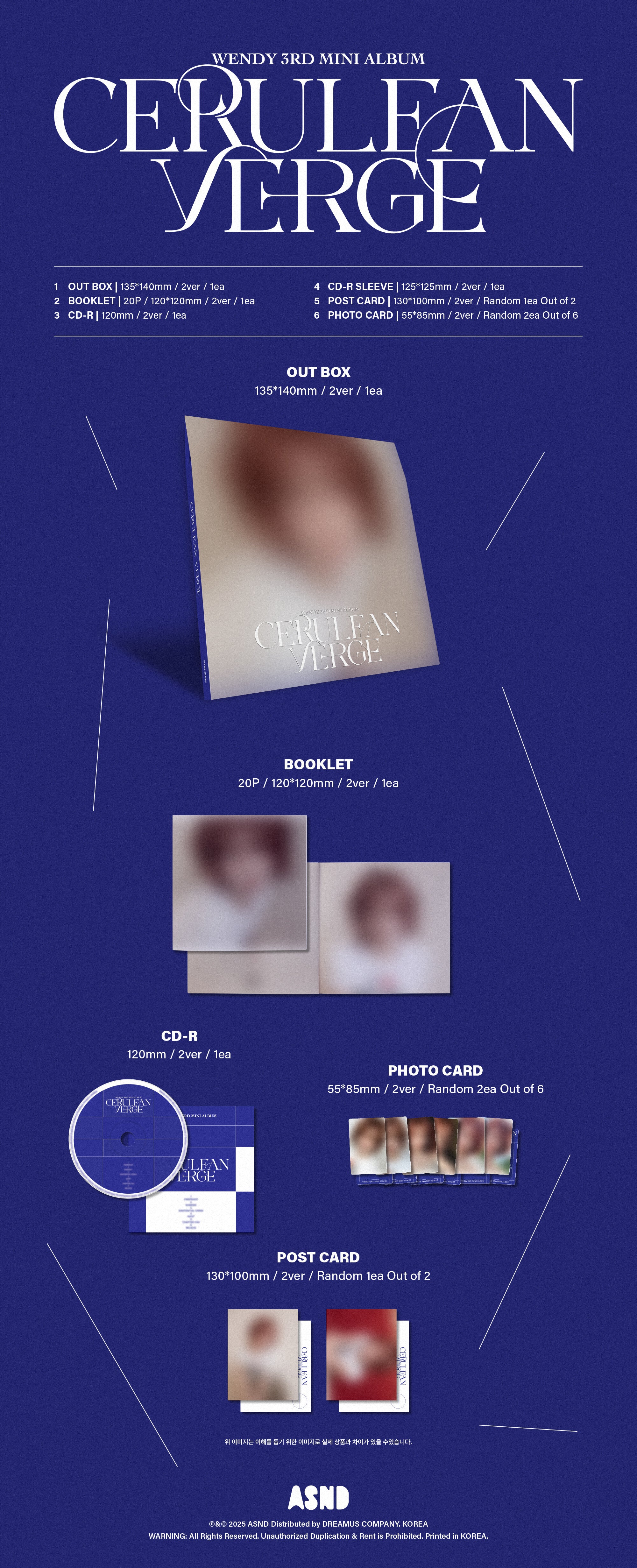 WENDY - Cerulean Verge (3rd Mini Album) Digipack Ver. (Random Ver.)