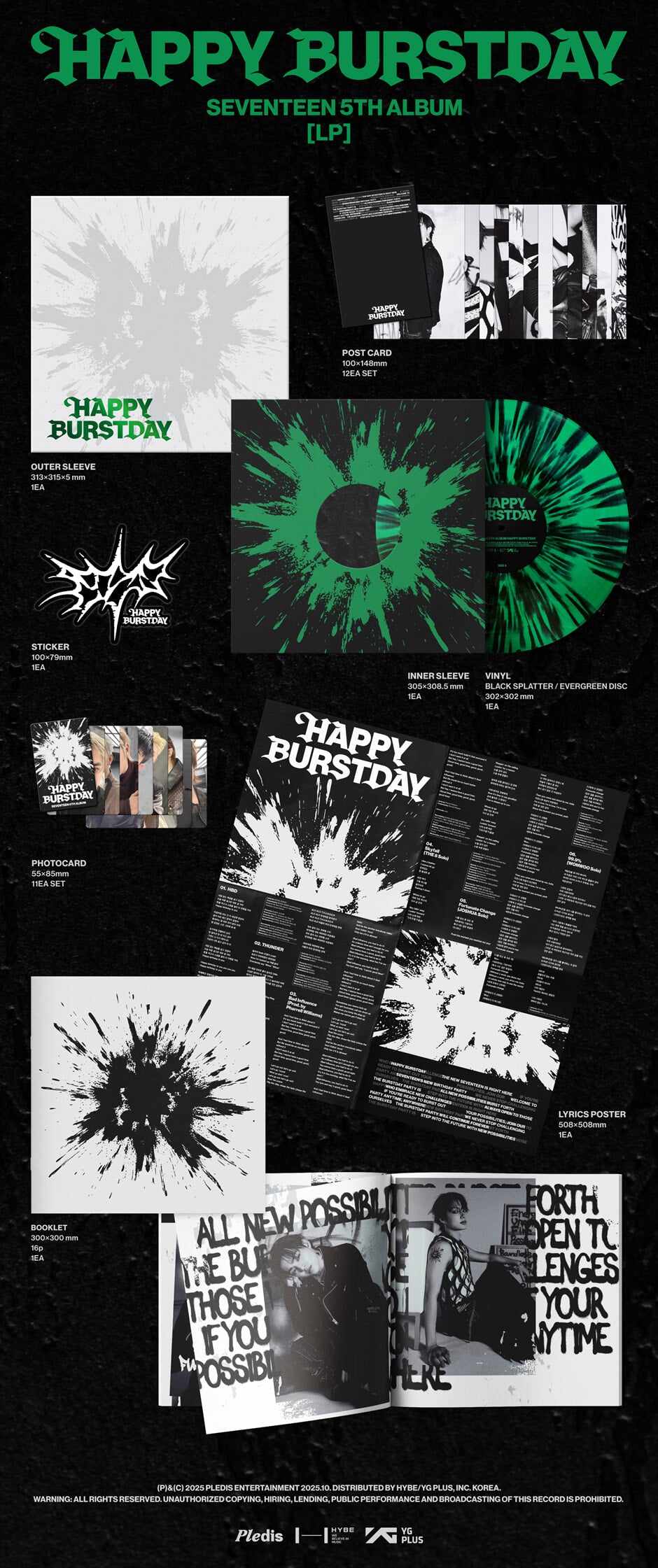 SEVENTEEN - HAPPY BURSTDAY (5th Album) Color LP