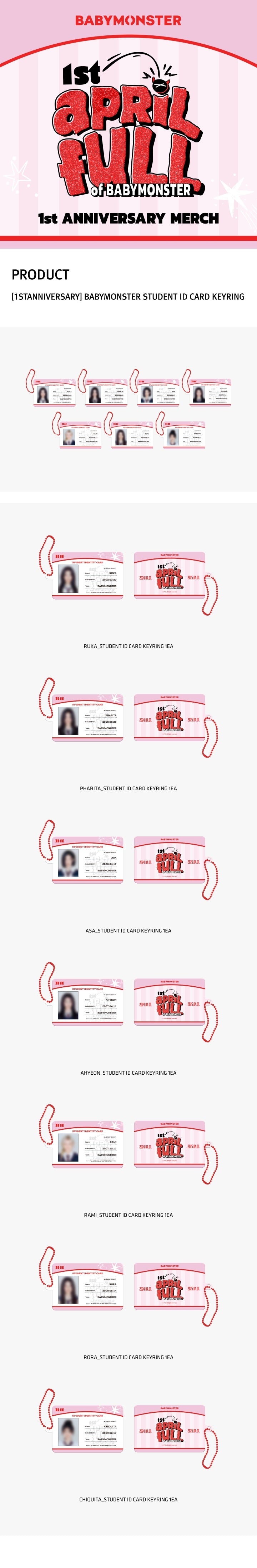 BABYMONSTER - 1ST ANNIVERSARY Student ID Card Keyring