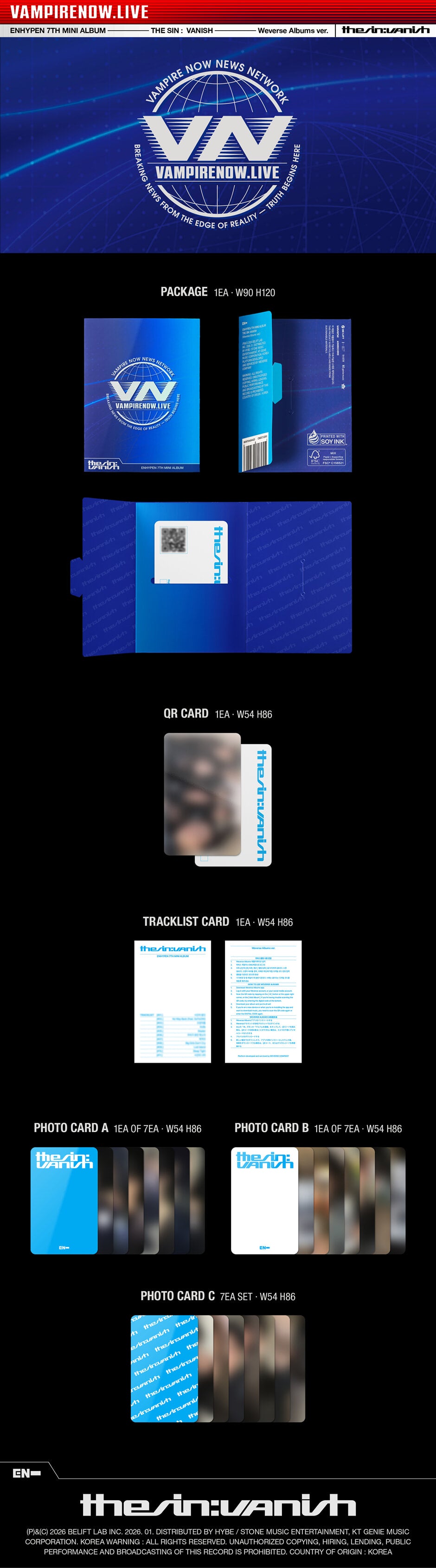 ENHYPEN - 7th Mini Album *THE SIN : VANISH* (Weverse Albums Ver.)