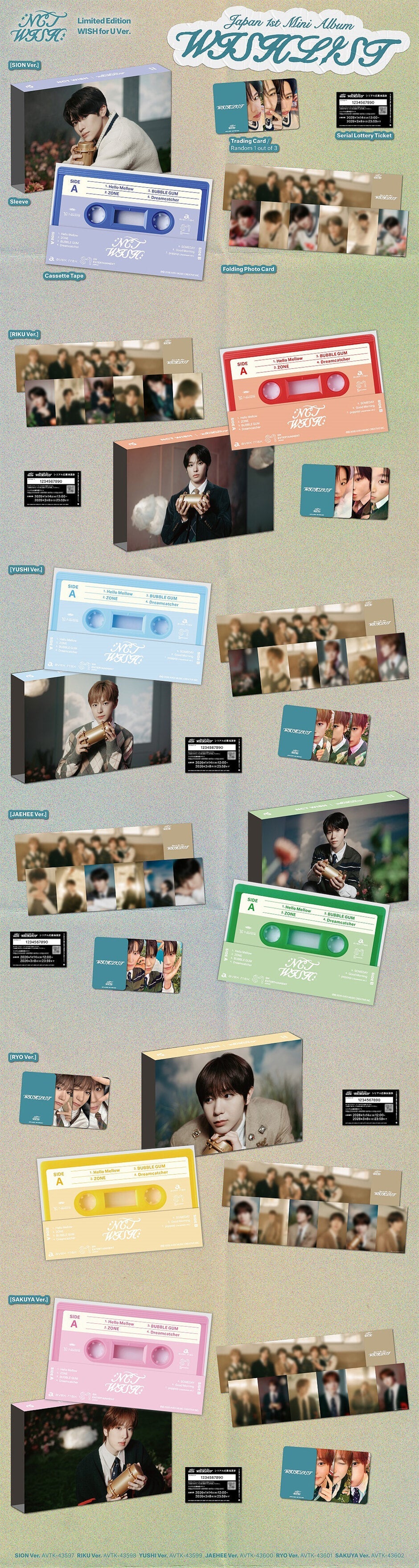 NCT WISH - WISHLIST (Japan 1st Mini Album) WISH for U Ver. (Cassette)