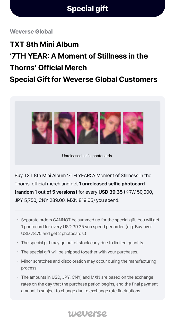 (Pre-Order) TOMORROW X TOGETHER - 7th Year: A Moment of Stillness in the Thorns (Photocard Holder)