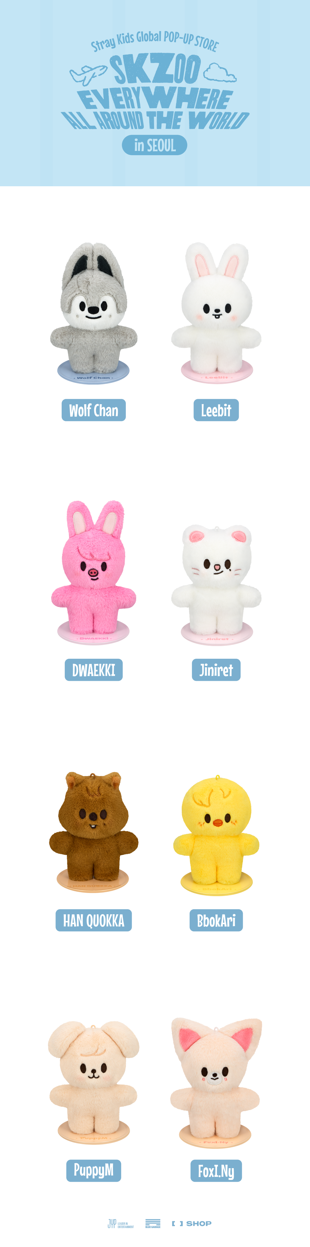 (Pre-Order) Stray Kids SKZOO Plush Standing Ver. (SKZOO EVERYWHERE ALL AROUND THE WORLD in SEOUL)