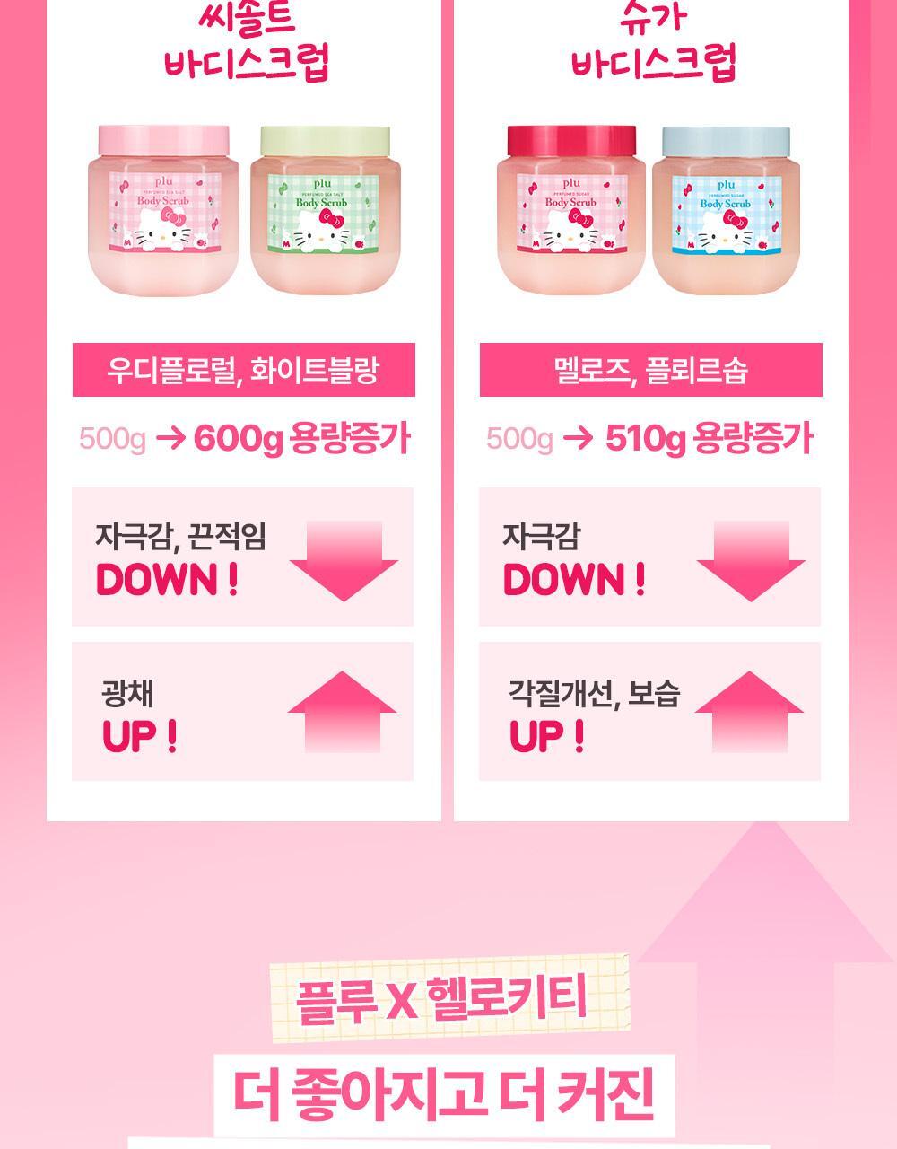 plu X Hello Kitty - Perfumed Sea Salt & Sugar Body Scrub (510g / 600g) + Scrunchie