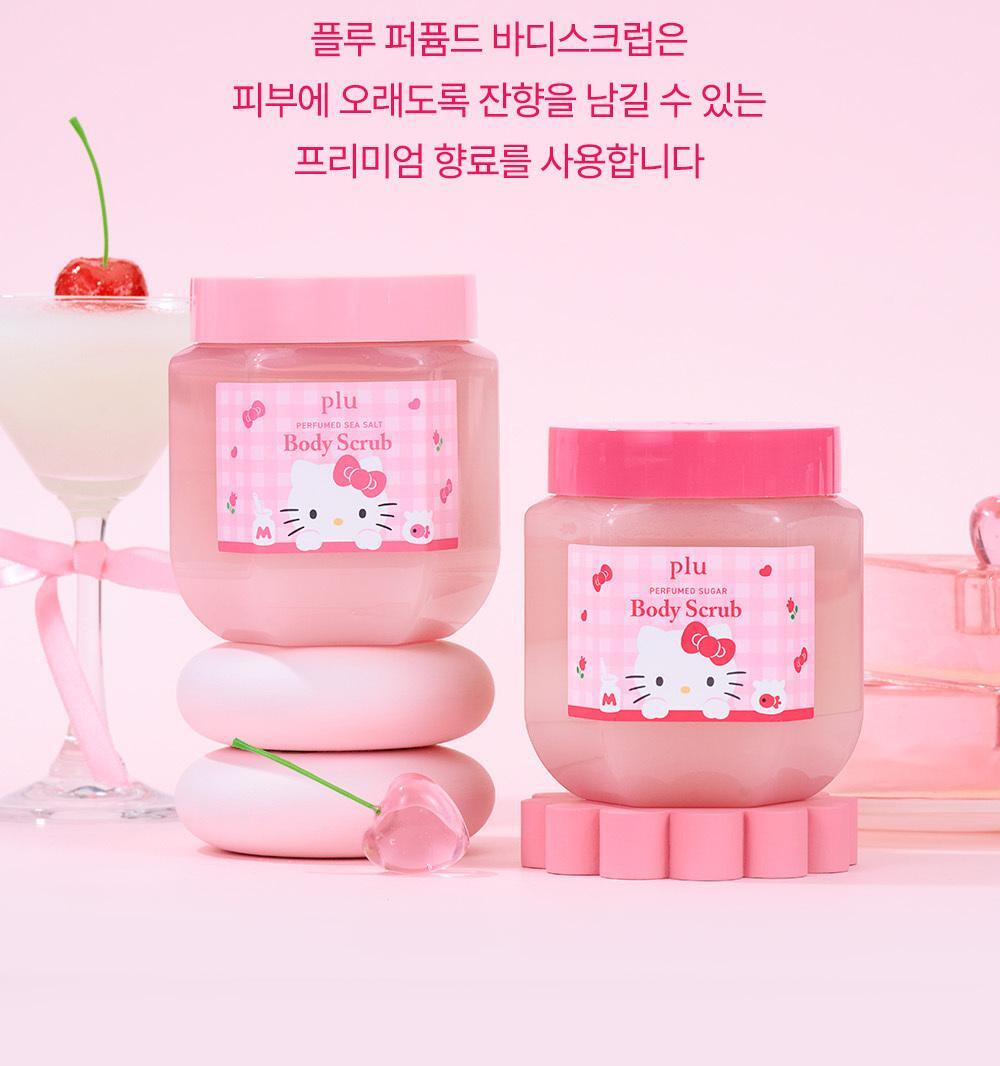 plu X Hello Kitty - Perfumed Sea Salt & Sugar Body Scrub (510g / 600g) + Scrunchie