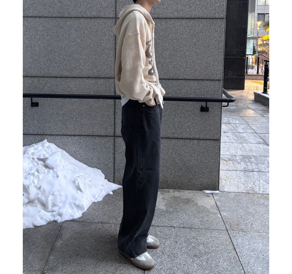 Huecloset - Lettering Hooded Zip-Up Knit (ATEEZ Wear)