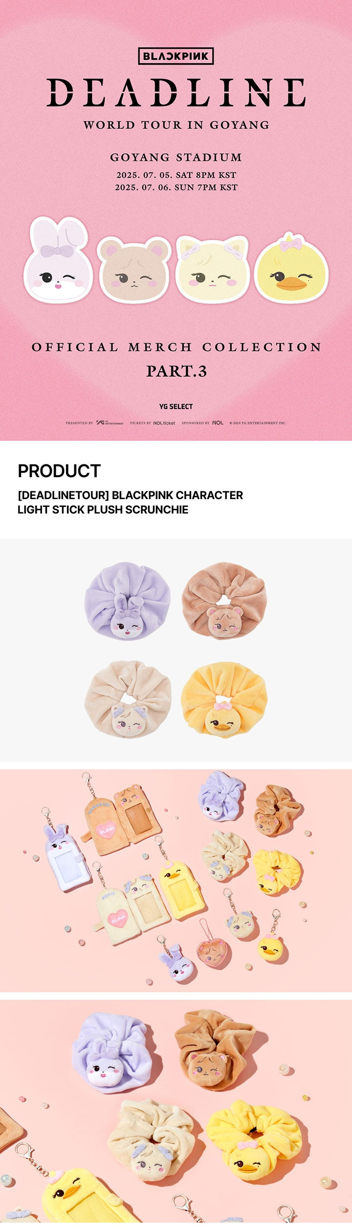 BLACKPINK - DEADLINE TOUR Character Light Stick Plush Scrunchie
