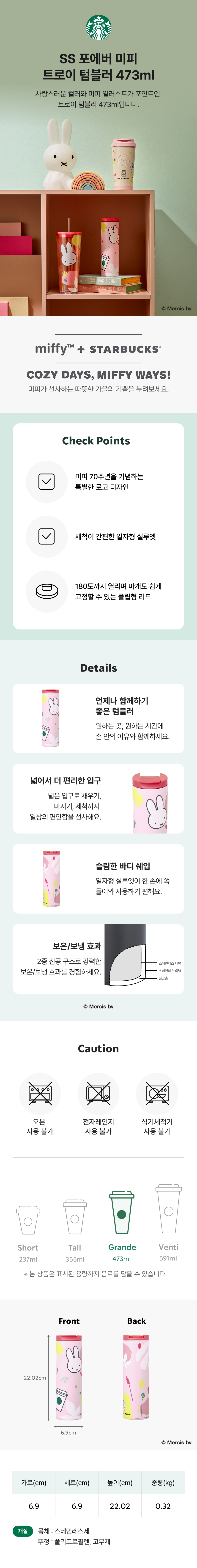 Starbucks Korea - SS Forever Miffy Troy Tumbler 473ml