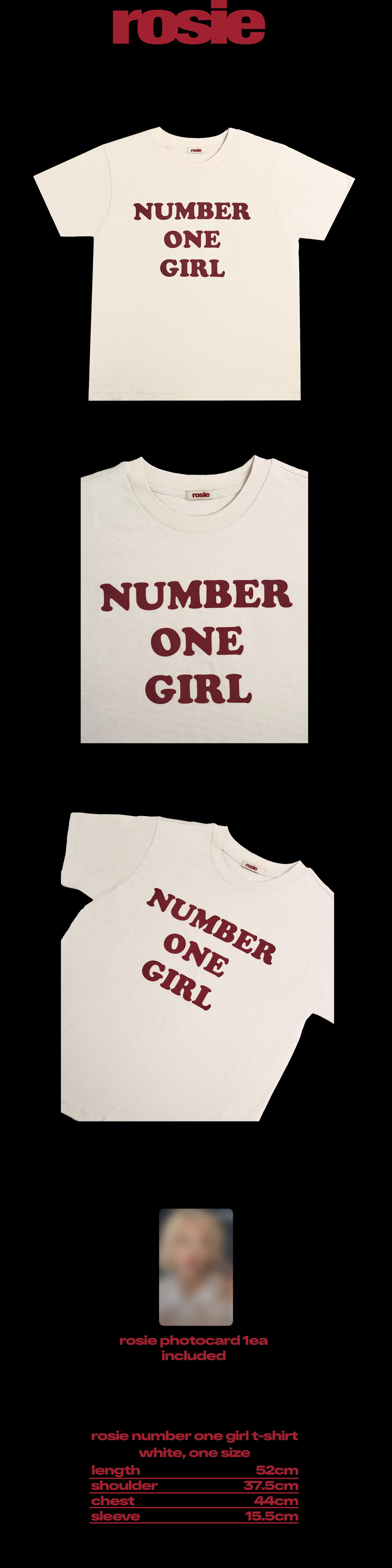 ROSÉ - ROSIE Number One Girl T-Shirt (3 Colors)