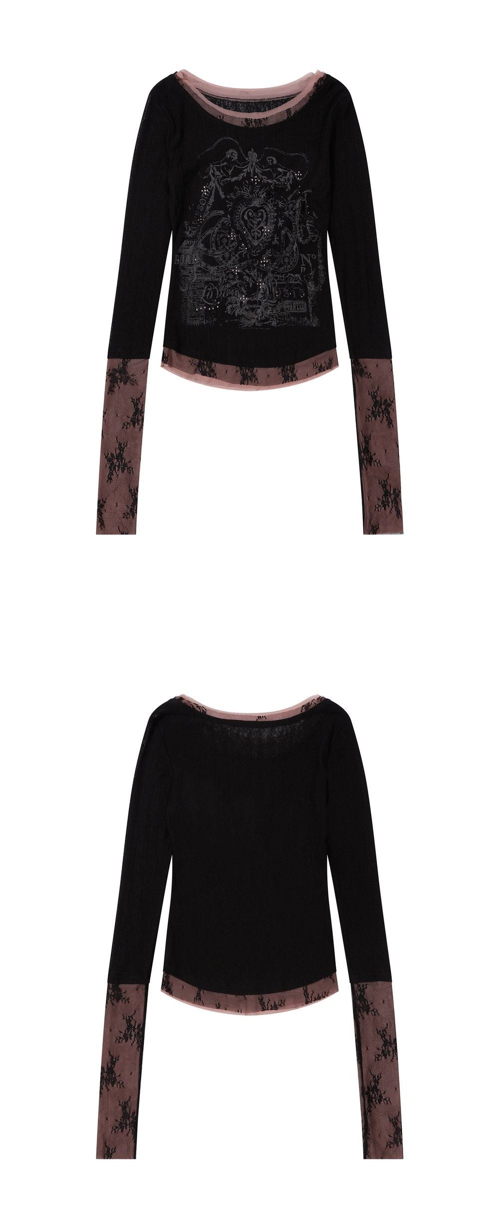 SCULPTOR Triple Lace Layered Tee (LE SSERAFIM CHAEWON Wears)