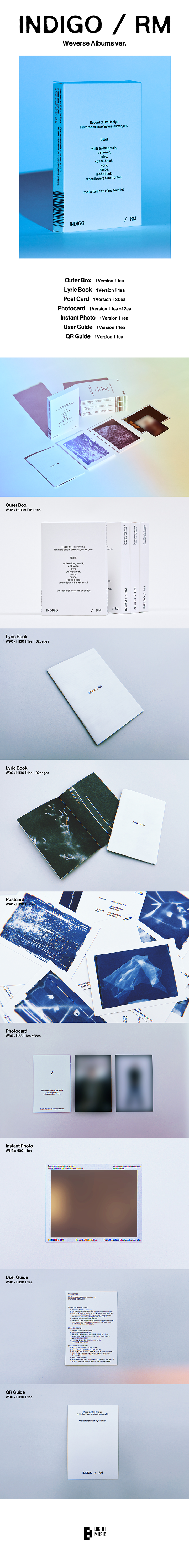 RM - Indigo (1st Solo Album) Postcard Edition Weverse Albums Ver.