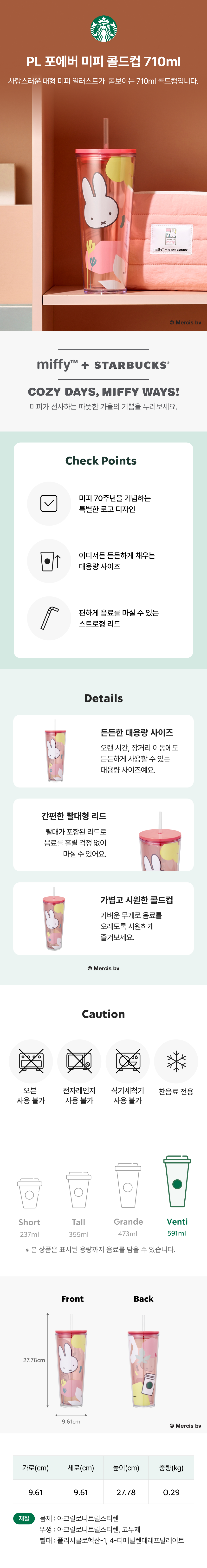 Starbucks Korea - PL Forever Miffy Cold Cup 710ml