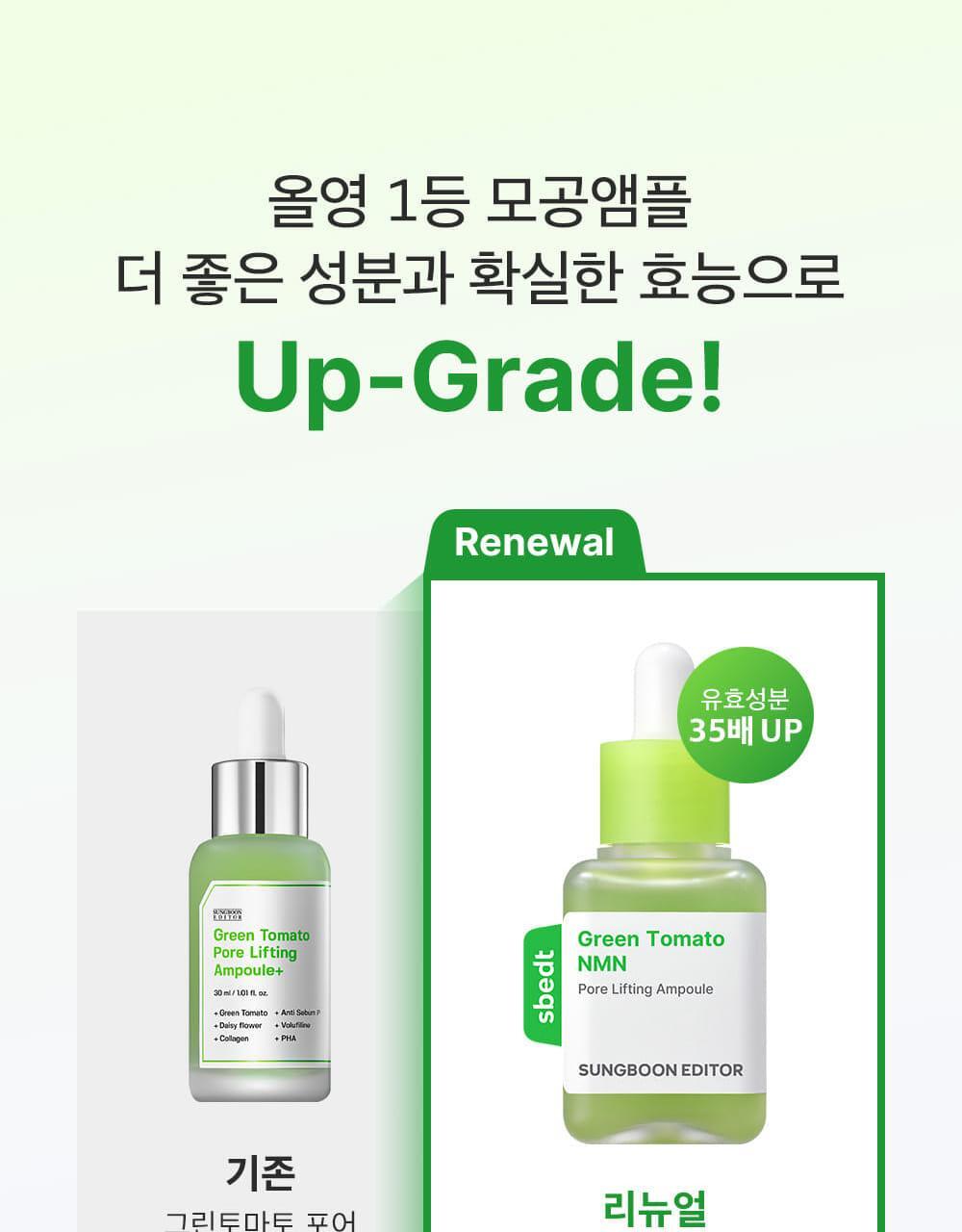 SUNGBOON EDITOR Green Tomato NMN Pore Lifting Ampoule 40ml (1+1)