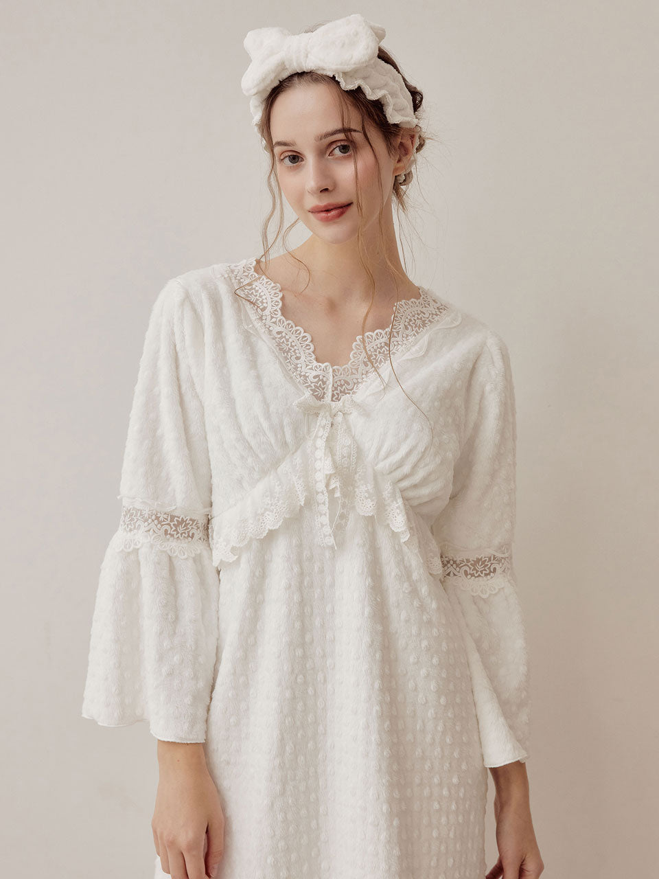 LUNALUZ WOMEN Teresa Embossing Fur Dress Pajama
