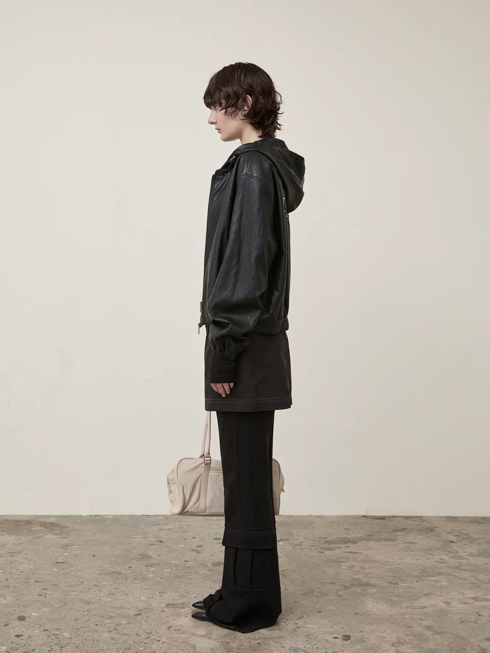 Matin Kim - Faux Leather Hoody Crop Jumper (aespa NINGNING Wear)