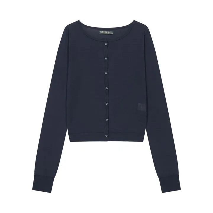 COYSEIO - Colored Button Cardigan - Navy