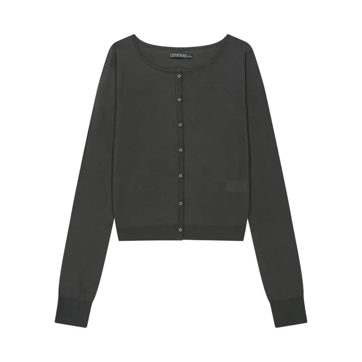 COYSEIO - Colored Button Cardigan - Charcoal