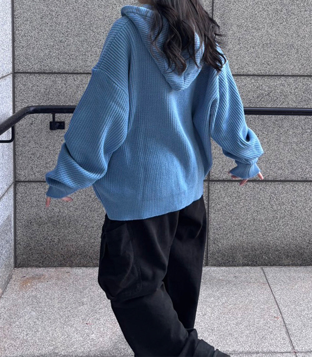 Huecloset - Lettering Hooded Zip-Up Knit (ATEEZ Wear)