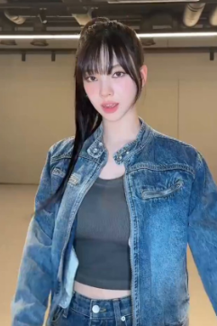 MILLO WOMEN Washed Denim Racing Jacket (aespa KARINA Wear)