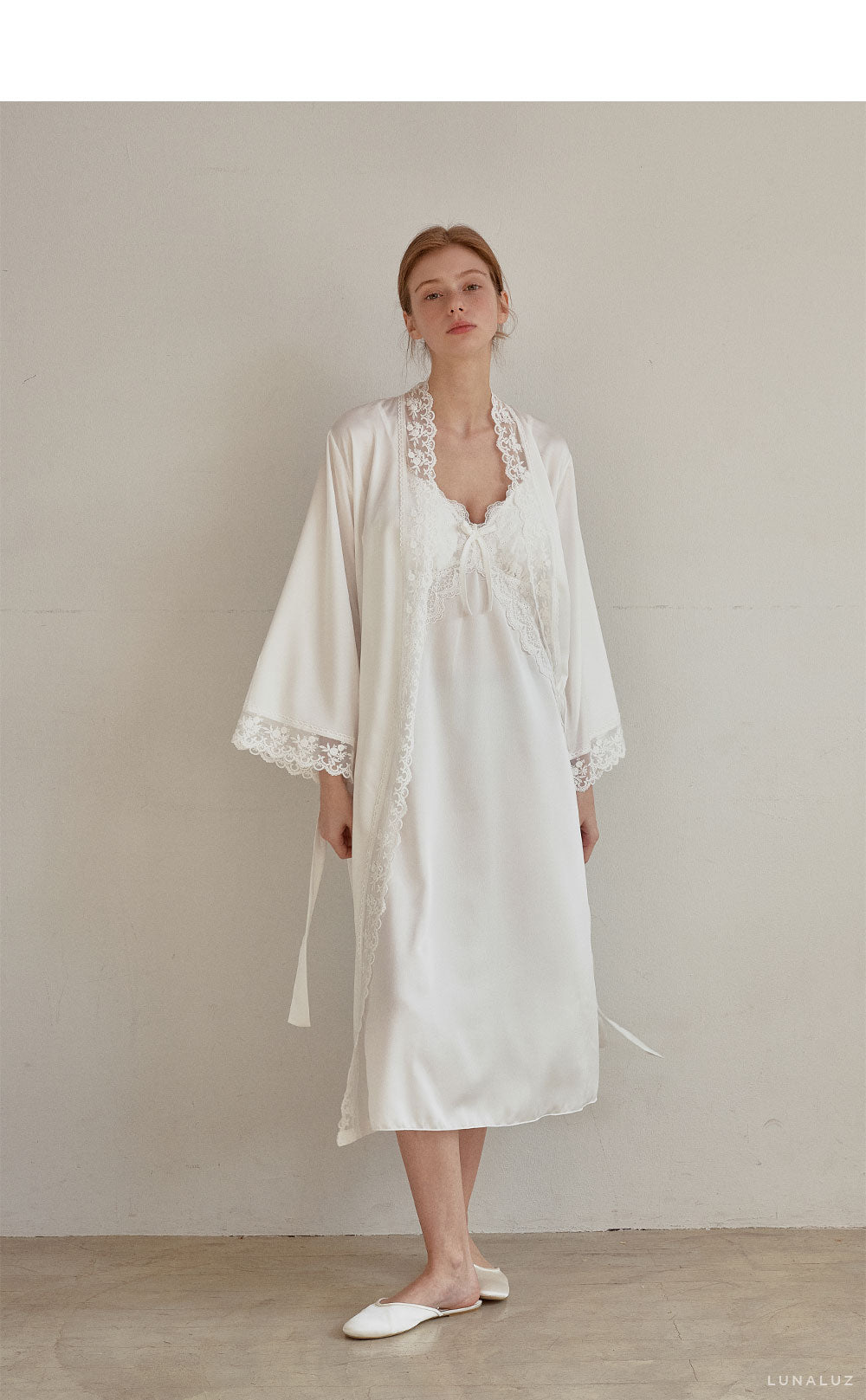 LUNALUZ WOMEN Audrey Slip Robe Set