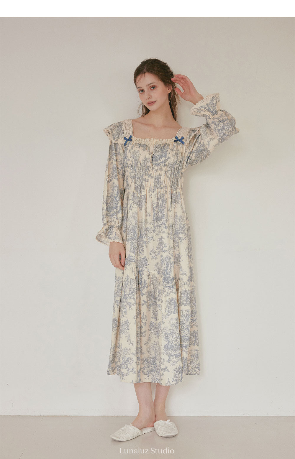 LUNALUZ WOMEN Versailles Square Neck Modal Cotton Pajama Set