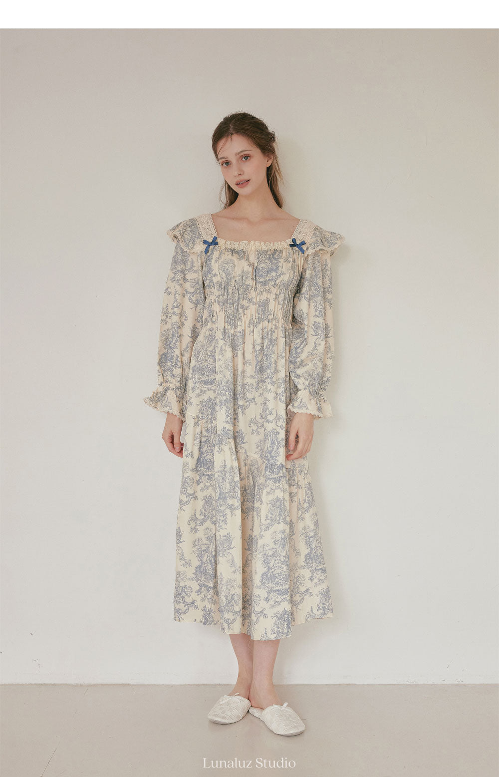 LUNALUZ WOMEN Versailles Square Neck Modal Cotton Pajama Set