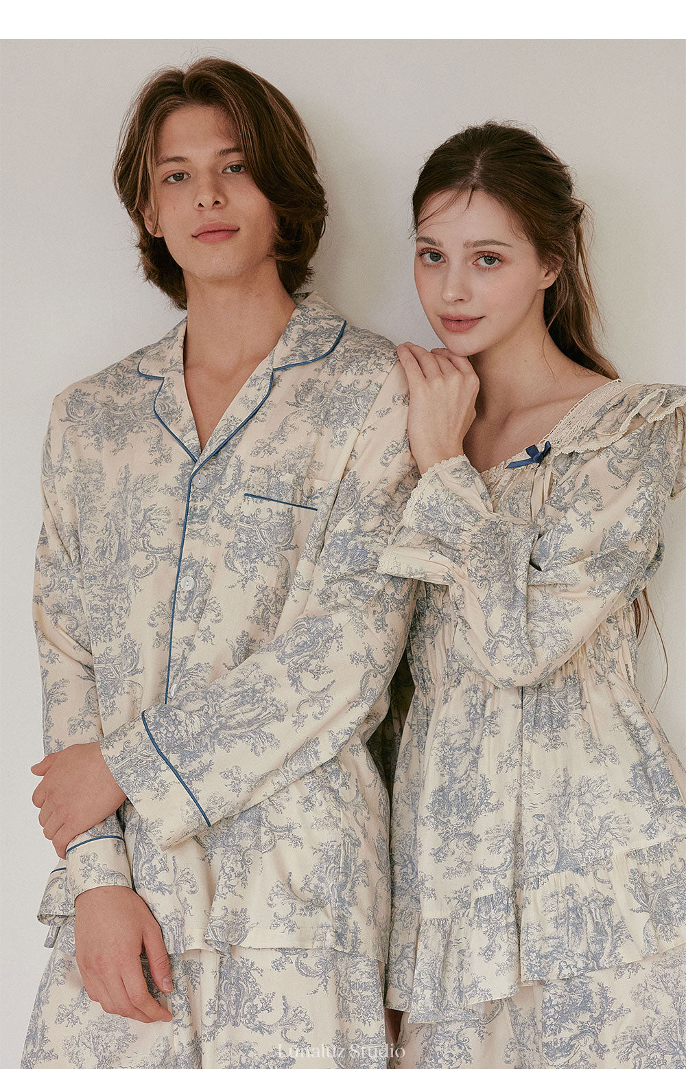 LUNALUZ WOMEN Versailles Square Neck Modal Cotton Pajama Set