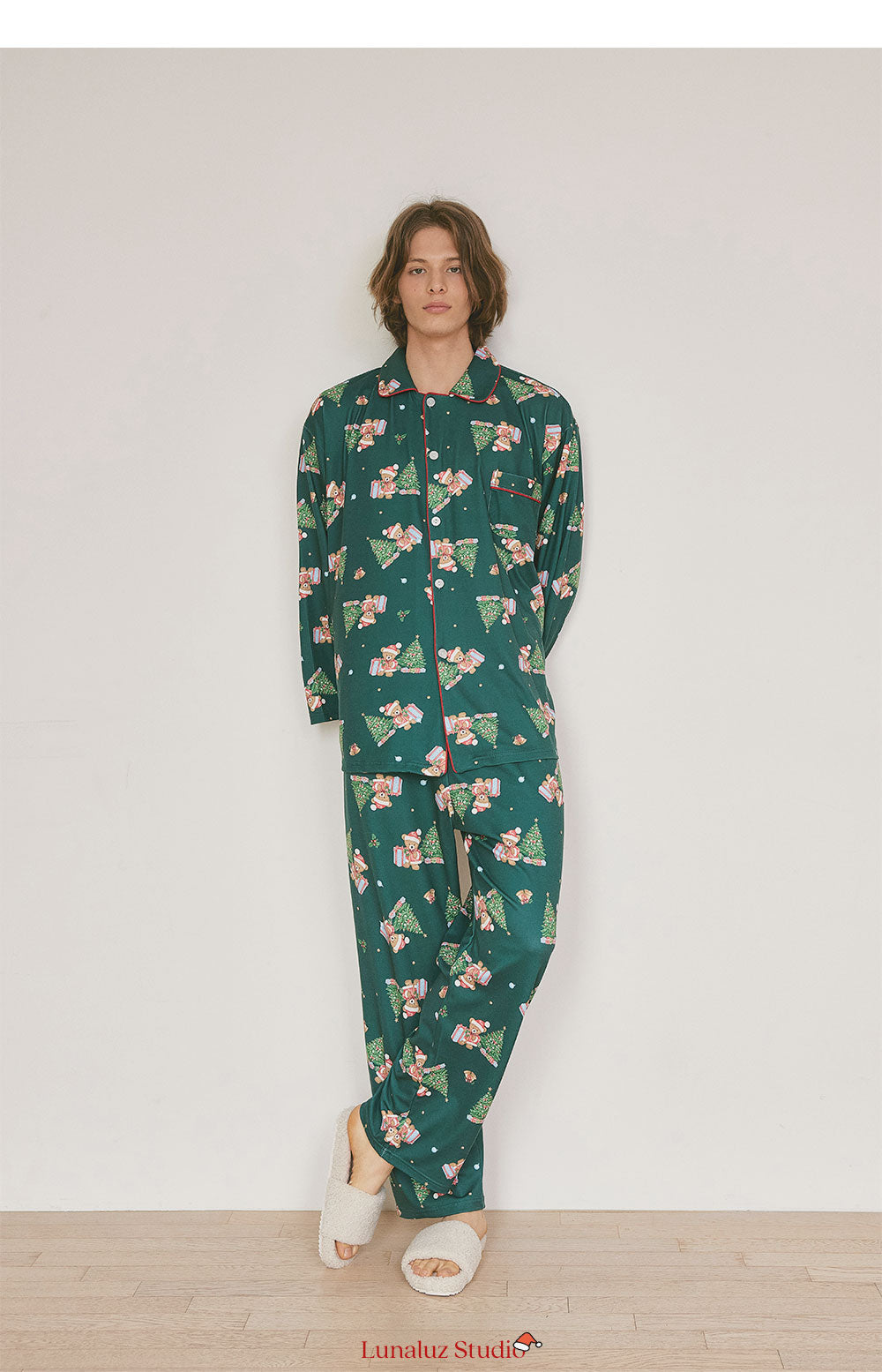 LUNALUZ MEN Christmas Bear Pajama