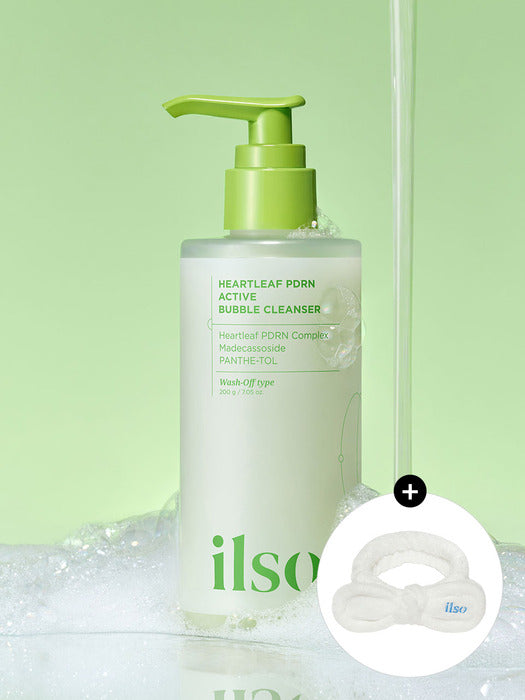 ilso Heartleaf PDRN Active Bubble Cleanser 200ml Skincare Headband