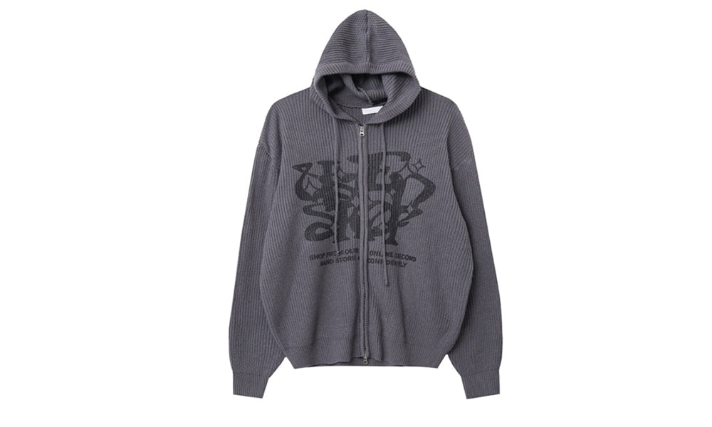 Huecloset - Lettering Hooded Zip-Up Knit (ATEEZ Wear)
