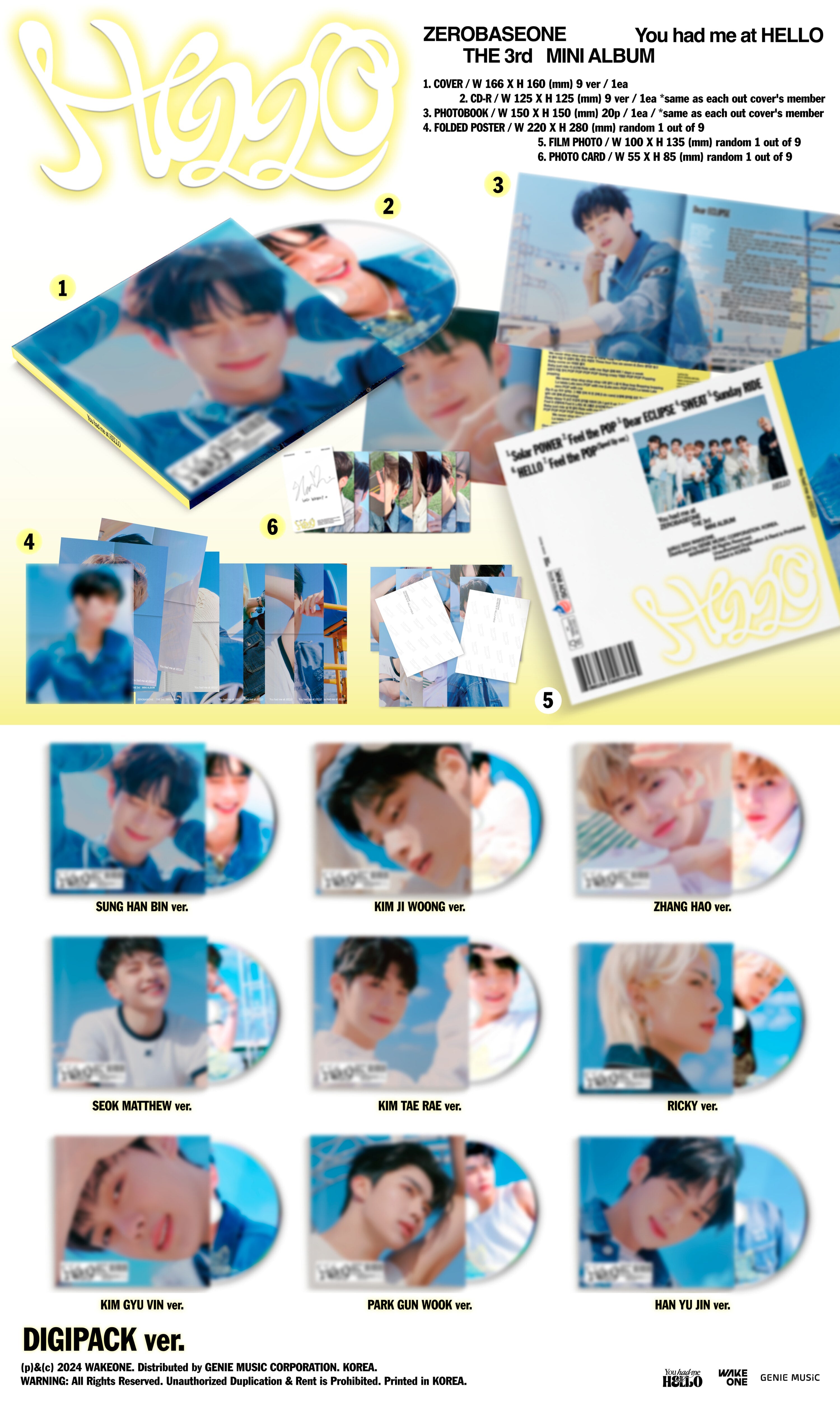 ZEROBASEONE - You had me at HELLO (3rd Mini Album) DIGIPACK Ver.