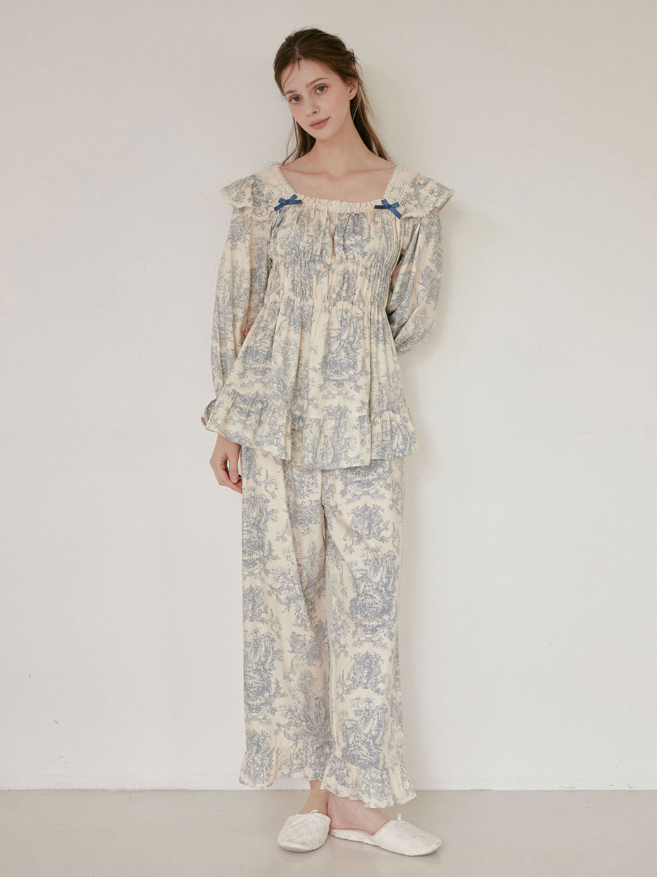 LUNALUZ WOMEN Versailles Square Neck Modal Cotton Pajama Set