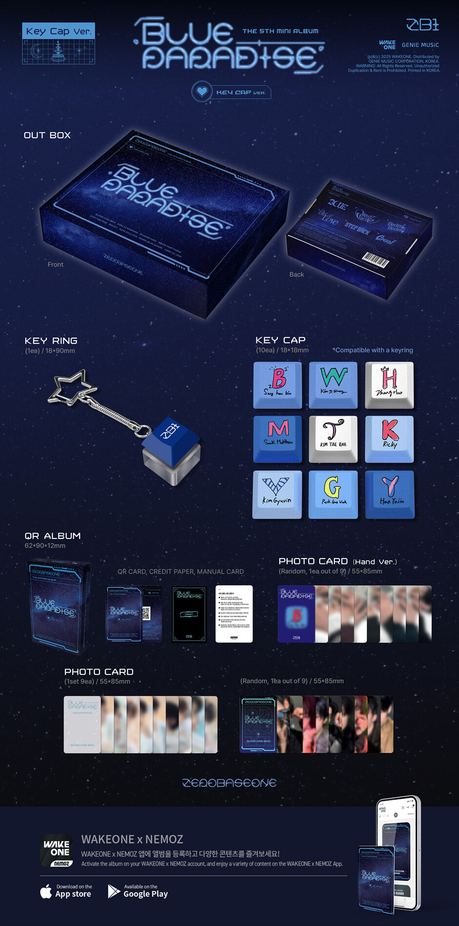 ZEROBASEONE - BLUE PARADISE (5th Mini Album) Key Cap Ver.