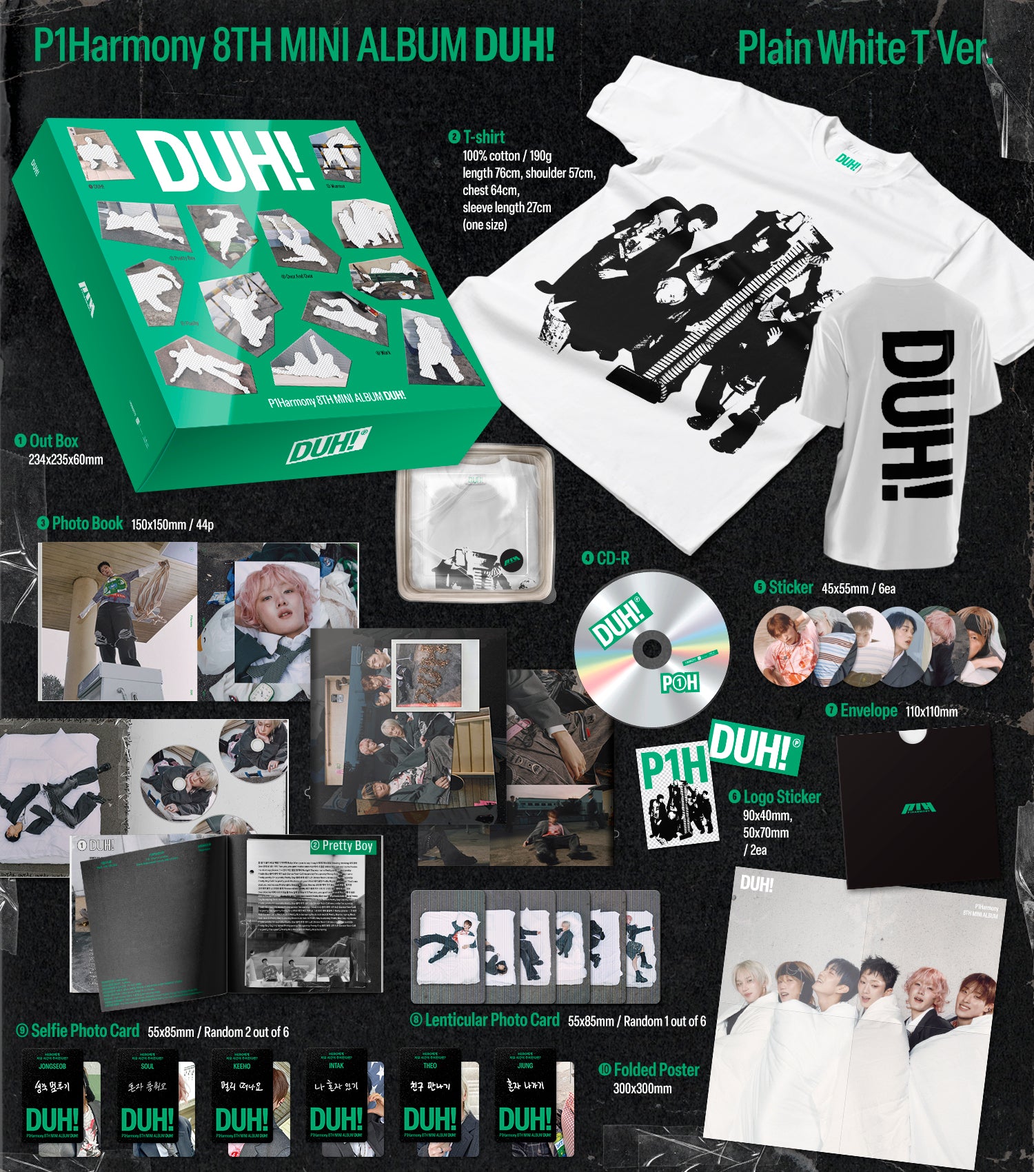 P1Harmony - DUH! (8th Mini Album) Plain White T Ver.