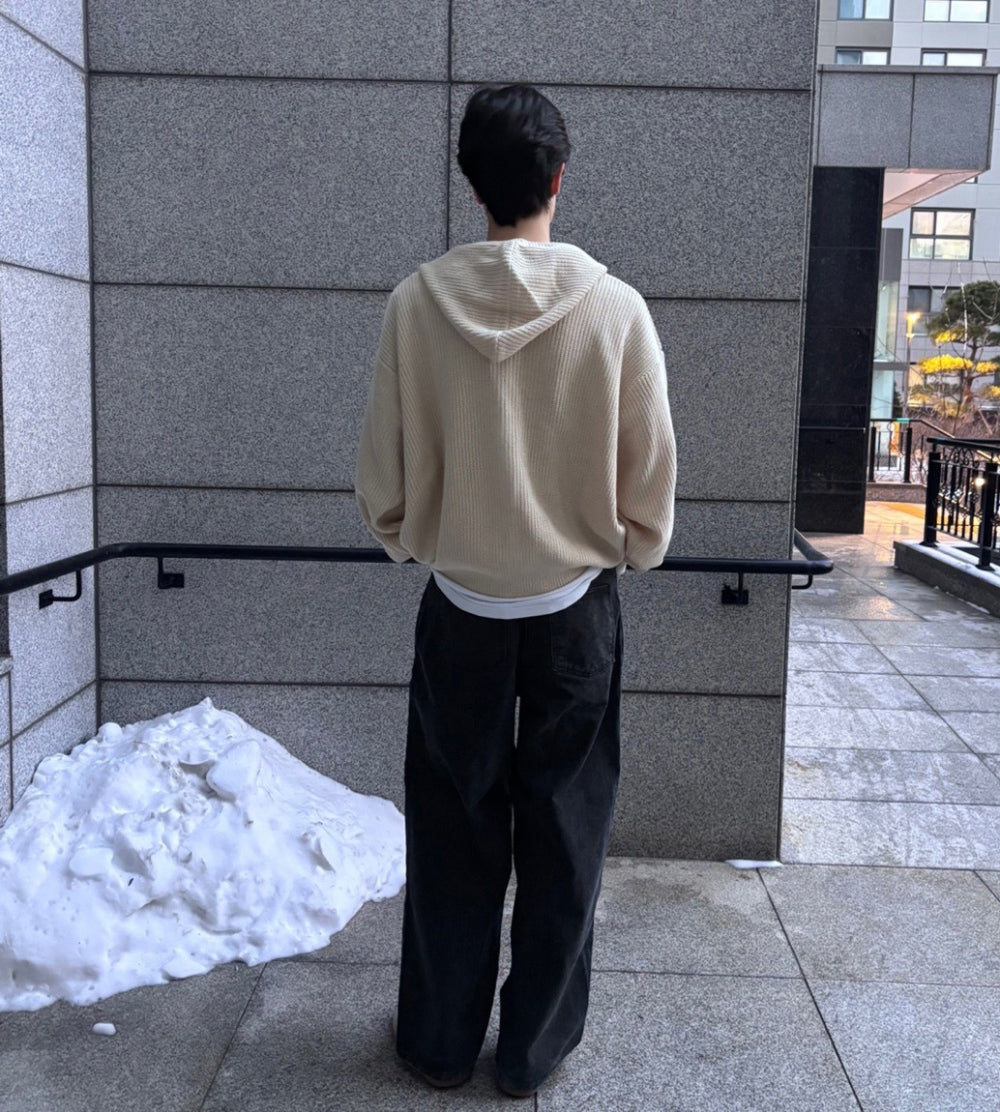 Huecloset - Lettering Hooded Zip-Up Knit (ATEEZ Wear)