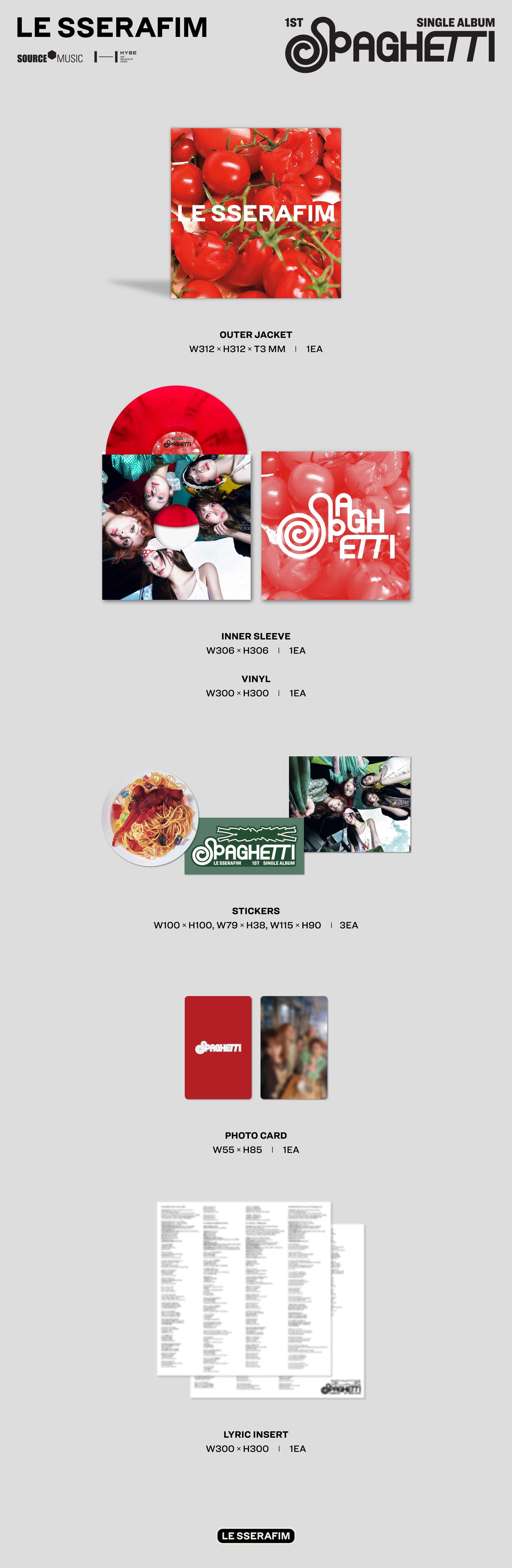 LE SSERAFIM - 1st Single Album *SPAGHETTI* (LP | Random Ver.)