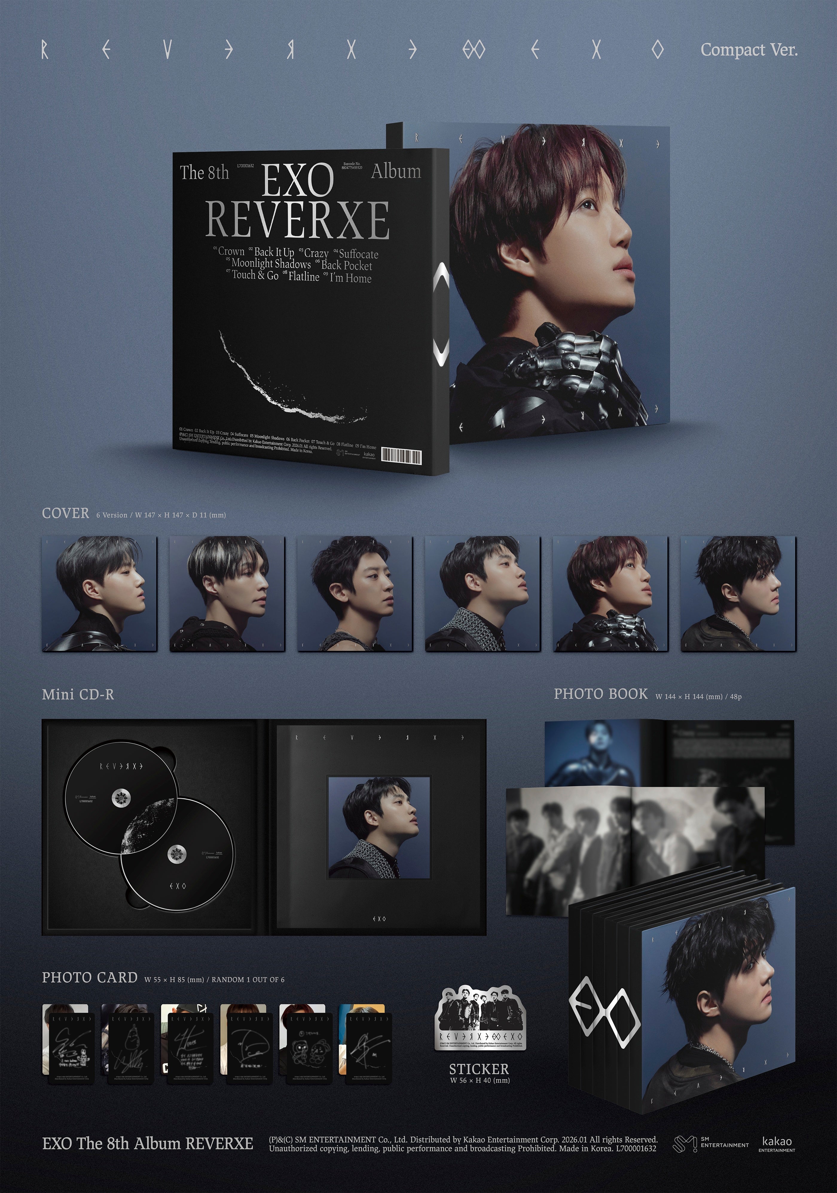 EXO - 8th Album *REVERXE* (Compact Ver. | Random Version)