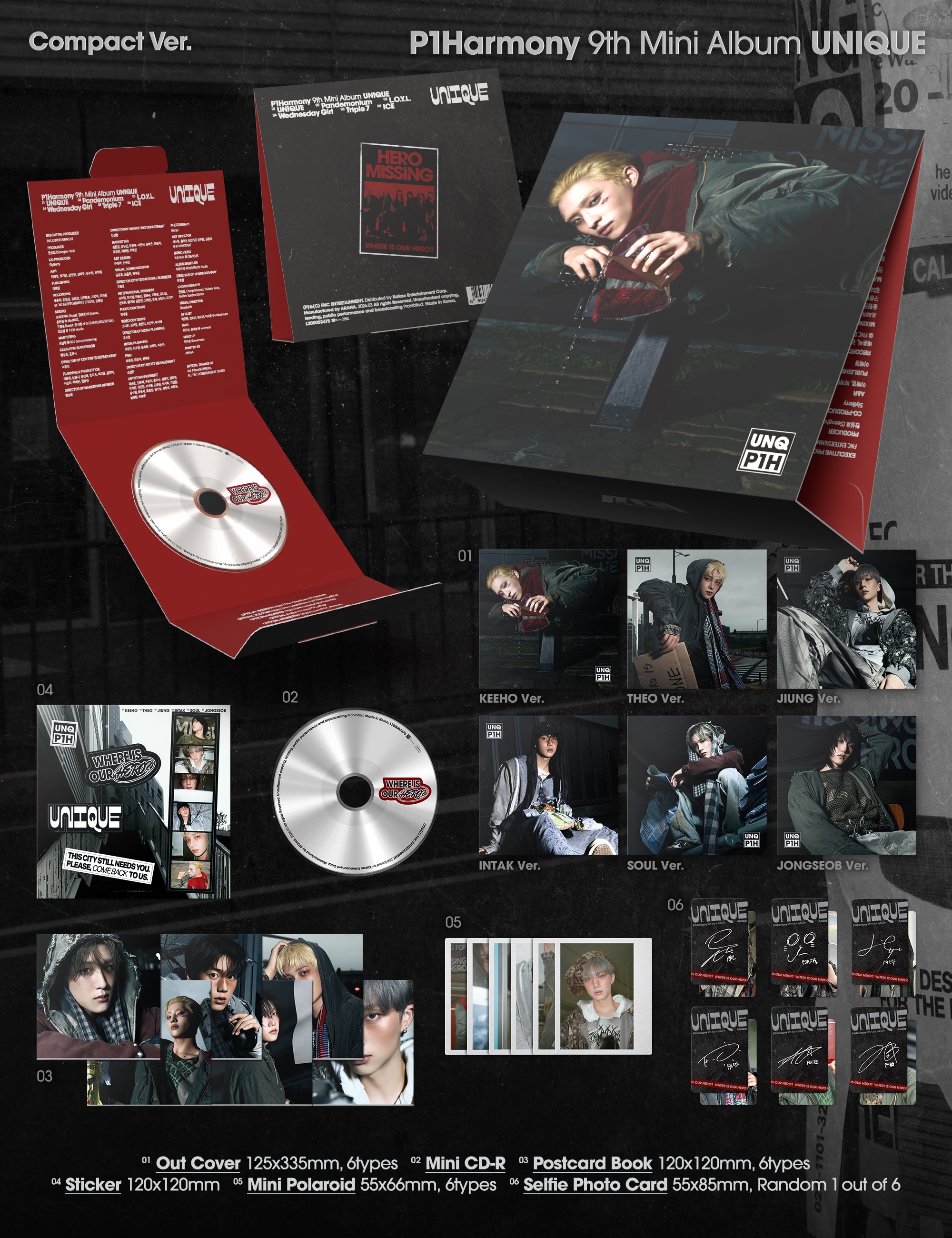 P1Harmony - UNIQUE (9th Mini Album) Compact Ver. (Random Ver.) (Pre-Order)